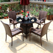 Outdoor table and chair balcony rattan chair three-five-piece courtyard leisure Teng chair outdoor wrought iron small coffee table combination