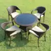Outdoor table and chair Leisure combination Courtyard Outdoor umbrella Open-air balcony Terrace Rattan small coffee table Three-piece rattan chair