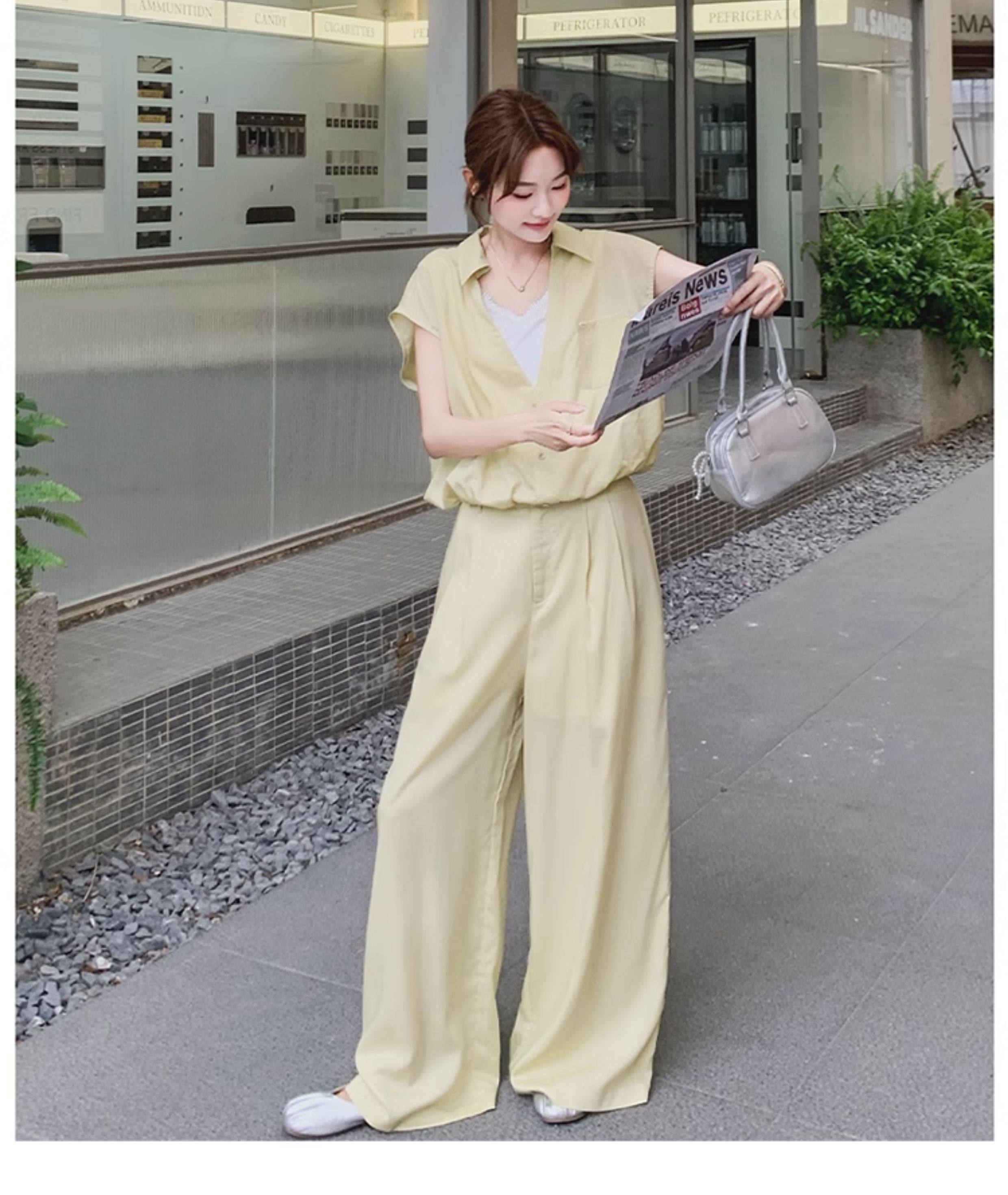 2点セット！【セットアップ】カジュアル気質 ネイビーシャツ×ワイド