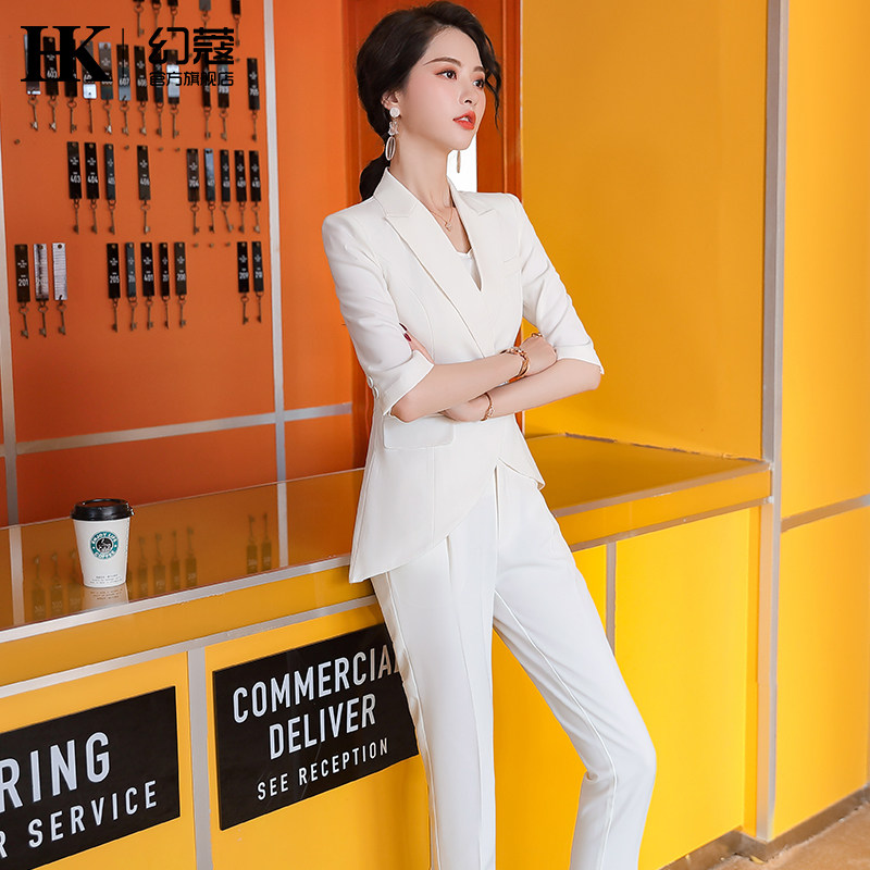 White Suit Woman Suit Temperament Summer Thin style Western suit high-end name Yuanyuan Little Xiangfeng Vocational beauty salon workwear