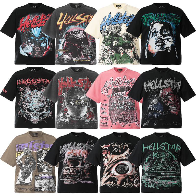 Trendy American High Street Hell Star Washed Vintage Full-Print Vtg Heavy Short-Sleeve T-Shirt for Men and Women Trendy American High Street Hell Star Washed Vintage Full-Print Vtg Heavy Short-Sleeve T-Shirt for Men and Women