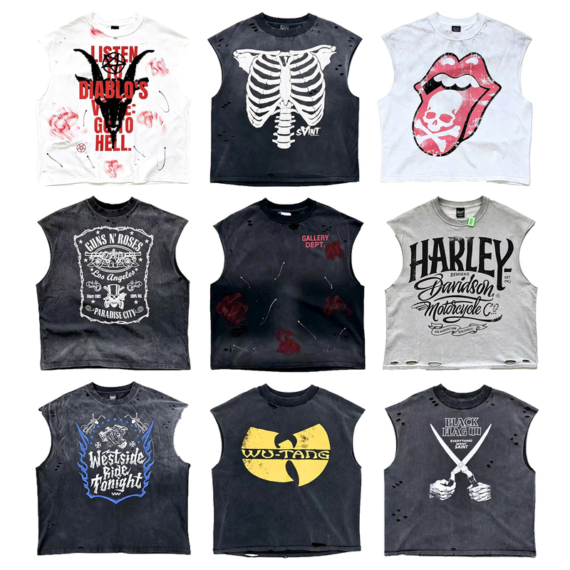 Trendy Vintage Vtg Heavy Washed Distressed High Street American Vintage Loose Vest Sleeveless T-Shirt for Men Trendy Vintage Vtg Heavy Washed Distressed High Street American Vintage Loose Vest Sleeveless T-Shirt for Men