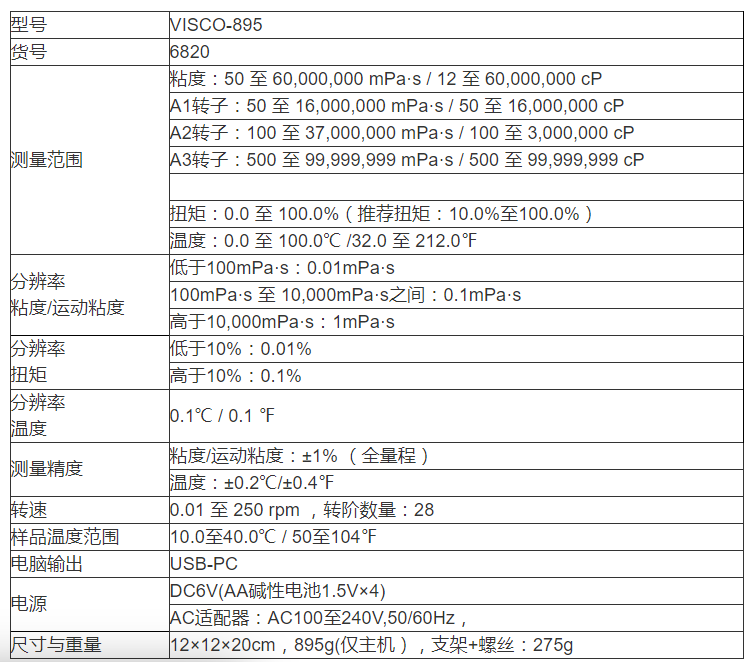 Вискозиметр 日本原装atago(爱拓)旋转粘度计系列—visco 895(轻质铝)需询价
