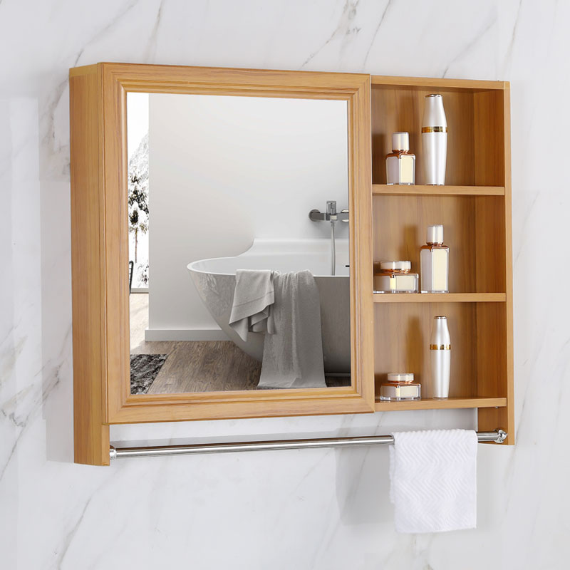 Space aluminum mirror cabinet Wall-mounted powder room Bathroom mirror box cabinet with shelf Wall-mounted toilet toilet Modern