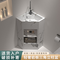 Outdoor stone pedestal basin washbasin integrated courtyard slate pedestal basin triangular profile floor-standing washbasin