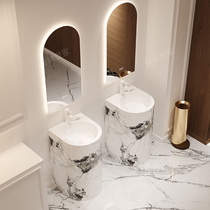 Slate column wash basin villa balcony floor-standing wash basin household integrated seamless column basin outdoor pool