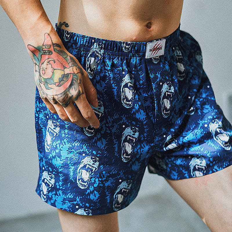 Subreef Dark Island Roaring Beast Arro Pants Pure Cotton Couple Four-corner Underpants Men and women Home shorts Damp Sleeping Pants
