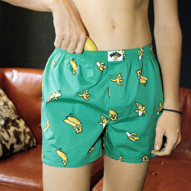 Subreef Dark Island Boxer Shorts Banana Brothers Cotton Loose Couple Boxer Briefs Men and Women Home Sleep Trendy Boxer Briefs