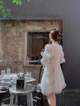Han Milaifa style retro crummy floral dress girl spring and summer first love Xiaoqing New collection waist display slim balloon flower tea hystera long dress