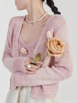 Han Milai Sweater Day Department Lazy Retro Design Sense Two Suits Small Subshort Knitted Blouse Design Sense