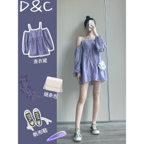Summer super fairy dress Korean version shoulder sling bubble sleeve doll dress Korean version gentle wind chic Hong Kong style fashion