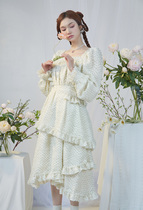 Han Milai Retro Palace Court Wind Skirts Cake Skirt Irregular Dress Hem Sweetness Layer Laminated and Dress Fairy Skirt