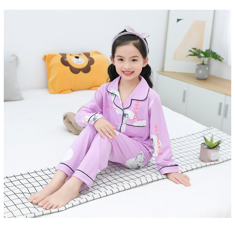 儿童睡衣春秋季薄款牛奶丝长袖卡通女孩小孩男童女童家居服套装详情58