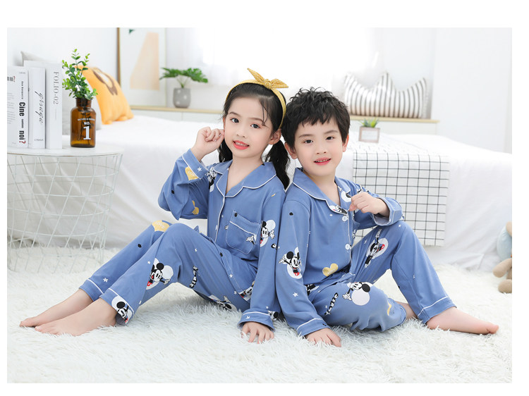 儿童睡衣春秋季薄款牛奶丝长袖卡通女孩小孩男童女童家居服套装详情42