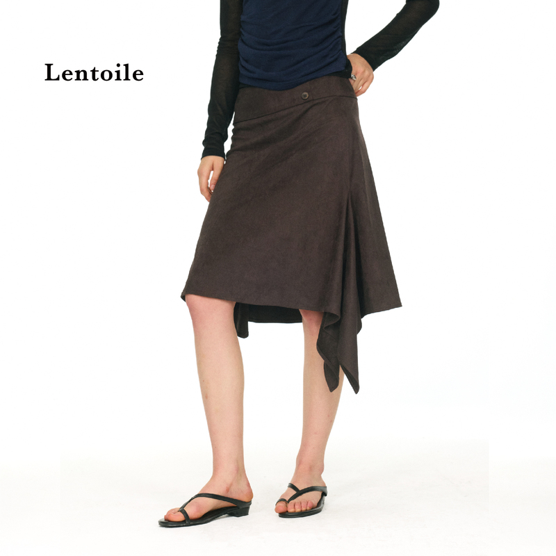 Lentoile Retro High-Waisted Slimming Short Skirt with Irregular Side Slits and Knotted Suede Skirt for Women Lentoile Retro High-Waisted Slimming Short Skirt with Irregular Side Slits and Knotted Suede Skirt for Women