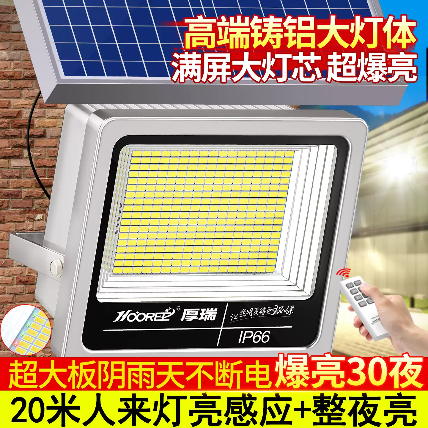 新款太陽能戶外燈家用庭院燈超亮大功率農村大門口人體感應