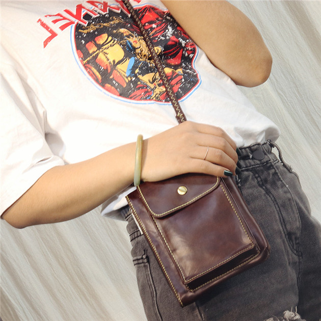 Hàn quốc ulzzang retro Harajuku phong cách xiên điện thoại di động túi nữ 2017 new mini gói thay đổi điện thoại di động túi túi đựng điện thoại đeo hông