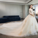 váy Thạc sĩ cưới 2020 mới cô dâu khí kéo đuôi giấc mơ nặng sang trọng xây dựng Pháp Hepburn siêu cổ tích hệ thống ánh sáng v cổ áo