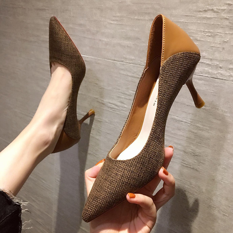 Hong Kong 2023 Spring and Autumn New Bay - Pitch Girls Color High Heels Female Sexy Skies - colored single shoes