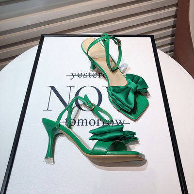 Hong Kong High heel sandals women 2022 spring and summer style with open toe waterproof desk fashion green mesh red fine heel shoes
