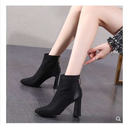 Hong Kong European and American Martin Boots 2022 autumn high - heel shoes tip fashion tide boots female