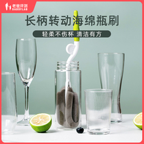 Dad evaluates the bottle cleaning brush long handle sponge cup brush kitchen with dirt stains washing cup without dead angle