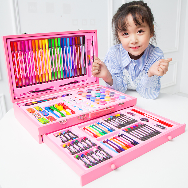 Children's brush painting set Birthday gift Drawing tools Kindergarten Watercolor pen Crayon Art stationery gift box