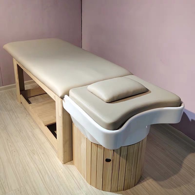 Head soup beauty shampoo bedside therapy high-grade solid wood Thai style flushing bed hair salon with energy-saving water heater