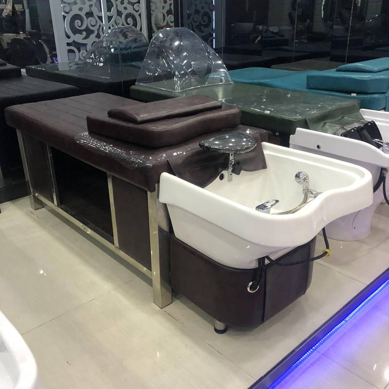 High-grade stainless steel shampoo bed ceramic basin full lying punch bed Li Kun shop special Thai-style shampoo bed hair salon