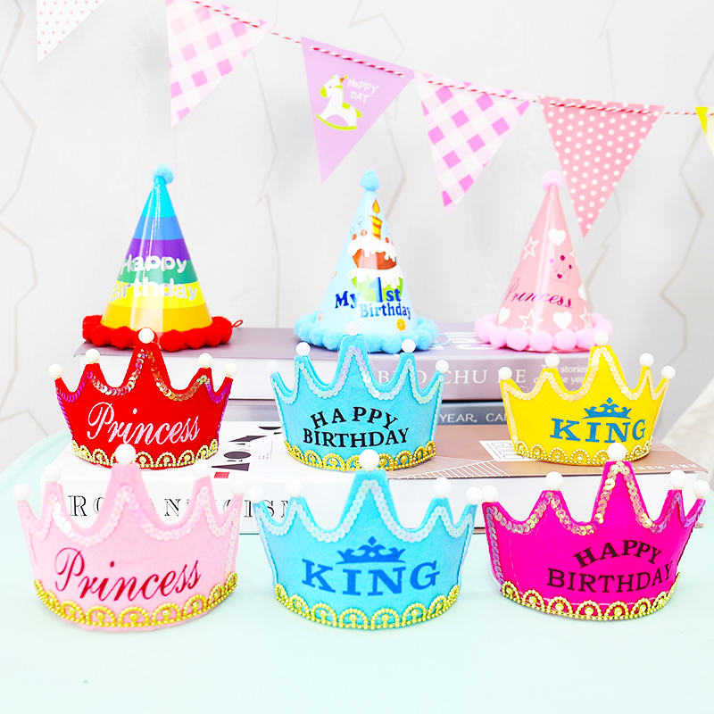 Child Crown Birthday Hat Will Shine Birthday Hat Cake Hat Party Hat Baby's Birthday Arrangement Decorations