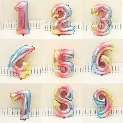 32-inch gradient rainbow digital aluminum film balloon beauty body color imitation beauty digital aluminum film birthday wedding decoration decoration