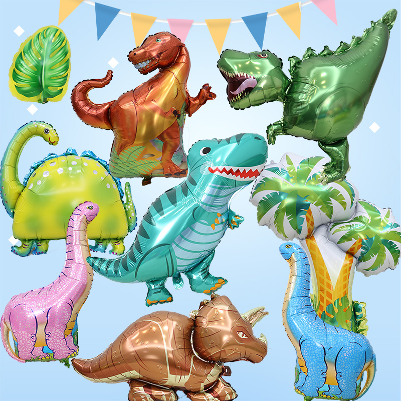 Cartoon dinosaur theme children's birthday party decoration Cartoon aluminum film balloon baby year old creative background decoration