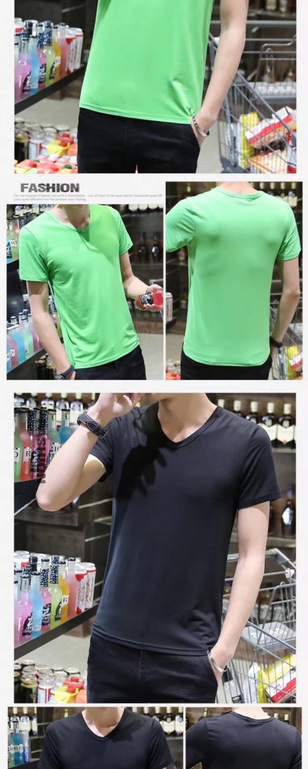 Mùa hè nam cổ chữ V màu hồng ngắn tay áo thun rộng màu rắn cỡ lớn t 桖 béo trẻ em đáy quần áo học sinh quần áo công sở DIY tùy chỉnh áo thun nam big size