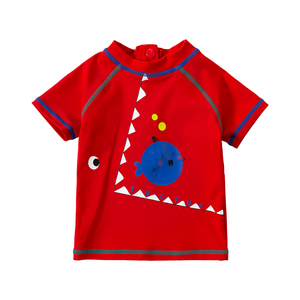 2103-028 Red Shark Mouth Short Sleeve Swimsuit