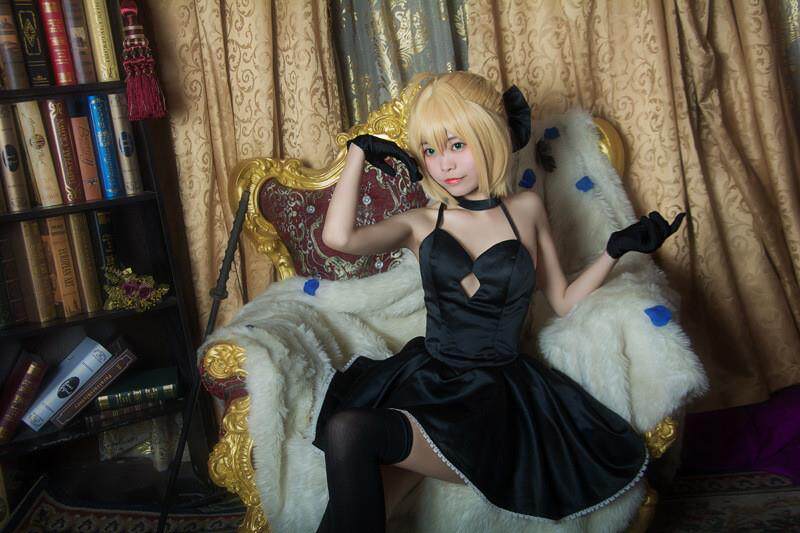 товар из китая 黑saber连衣裙命运之夜fate吾王阿尔托利亚cosplay女装礼服