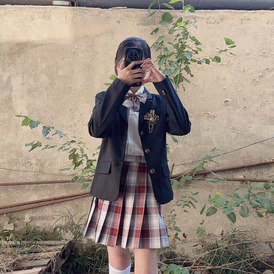 jk制服加工定制 金鱼姬jk格裙原创西装制服套装秋冬季儿童女学生学院风校服百褶裙