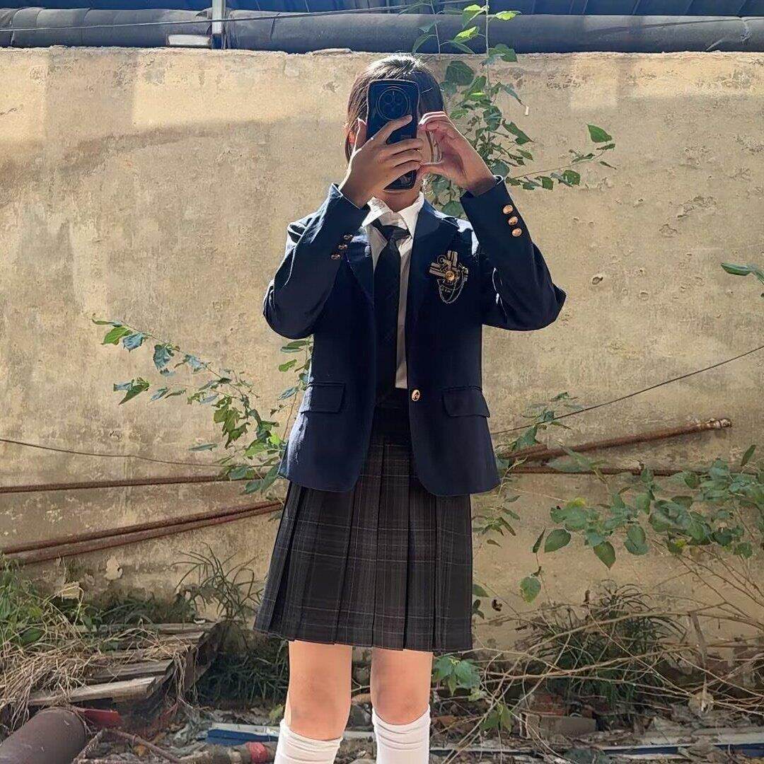 jk制服加工定制 碳灰jk制服西装套装正版格裙夏季半身裙校供格裙学院风西服学生女
