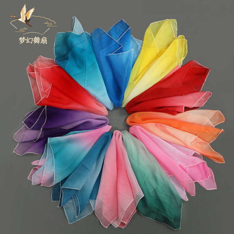 Handkerchief dance silk chiffon handkerchief fan silk scarf combination performance props wind crisp rain memory silk scarf white classical dance