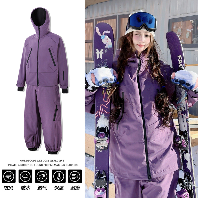 Northeast Ski Resort Fleece-Lined Ski Suit for Men and Women, Single and Double Board, Waterproof and Windproof, 2026 New Outdoor Ski Jacket and Pants Set