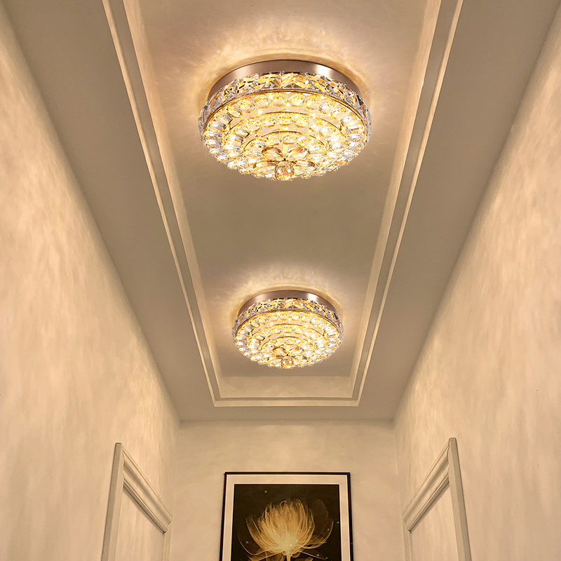 Walkway light corridor light Nordic light and luxurious crystal spotlight LED ceiling light Living room Entry into the door cylinder lamp Xuanguan Lights