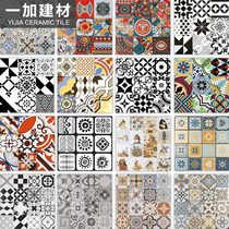 Foshan tile 600*600 balcony kitchen floor tile Living room antique brick Mediterranean black and white vintage art brick