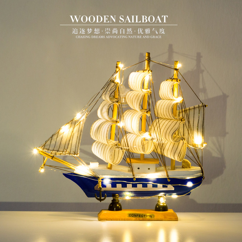 Smooth sailing sailing boat model Creative home decoration decoration Office living room Desktop small gift