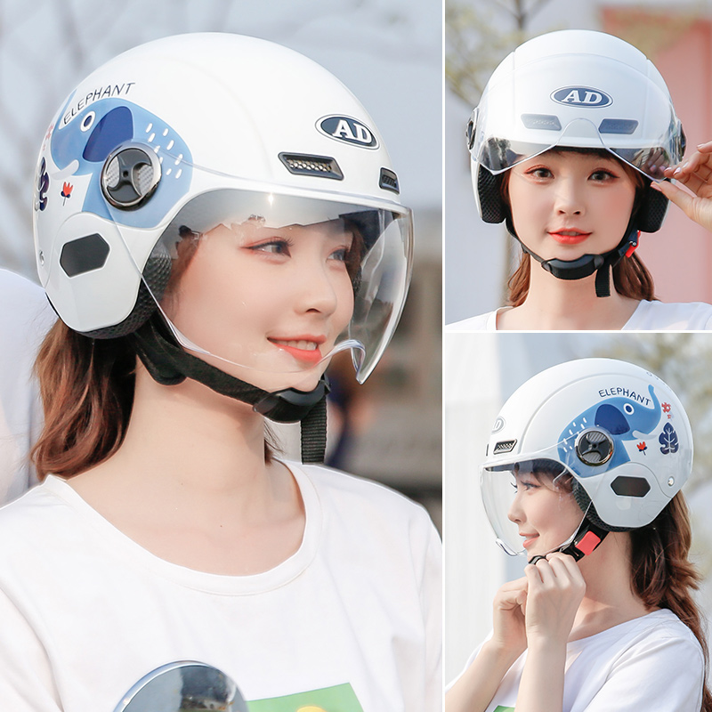 AD electric battery car helmet men and women cute Harley half helmet gray Four Seasons Universal Summer Winter helmet