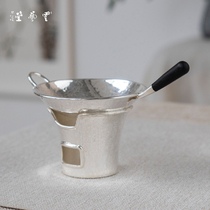 Pure silver 999 pure handmade one beating silver tea filter separator tea leakage tea tea pot shovel
