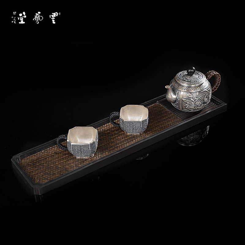Yunyitang table surface heavy bamboo tea tray Dry bubble table Household Japanese rectangular handmade bamboo woven Kung Fu tea tray