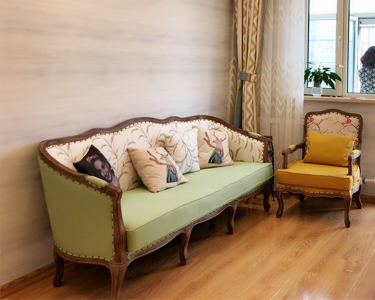 American gỗ nước sofa vải single đôi ba retro phong cách châu Âu căn hộ nhỏ ghế sofa phòng khách - Ghế sô pha ghế sofa nỉ