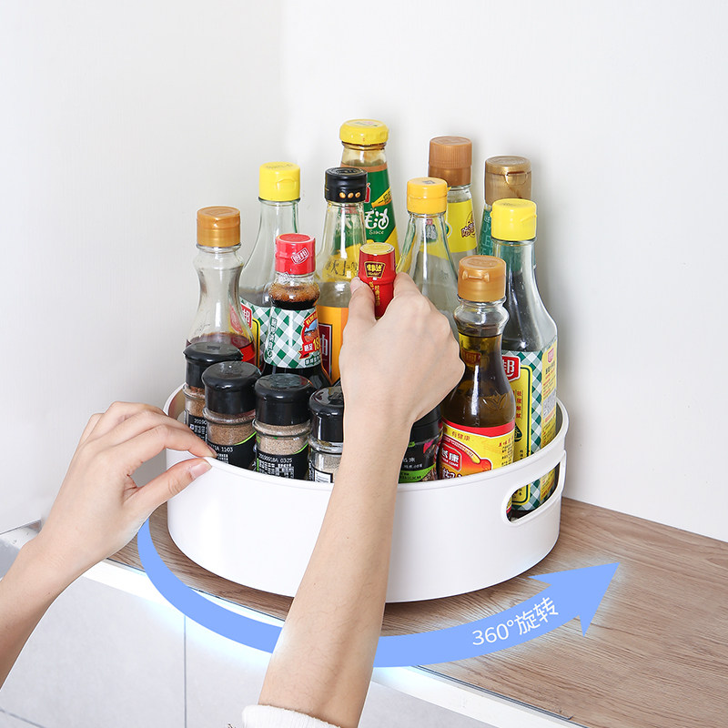 Kitchen Condiments Release Flavoring Bottle Tank Swivel Shelving Table Surface Small Size Containing Box Multifunction Placing Shelf