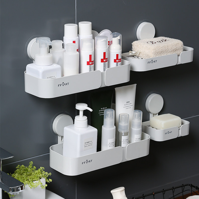 Toilet rack Bathroom wall-mounted supplies Suction cup Shower gel Toilet free perforated wall storage dressing rack
