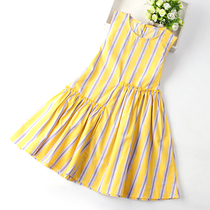 Childrens summer girls dress 2021 new cotton children summer girl foreign style striped vest skirt