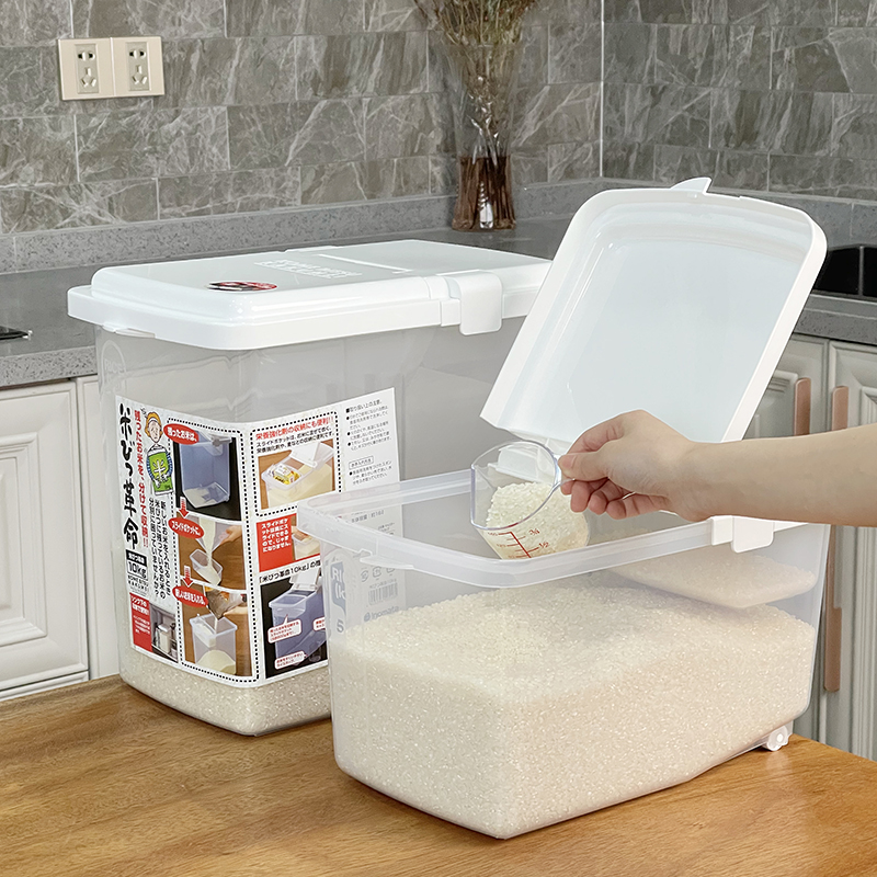 Japan imported inomata rice bucket rice storage box 5 10KG rice cylinder kitchen storage box with measuring cup flour bucket jar